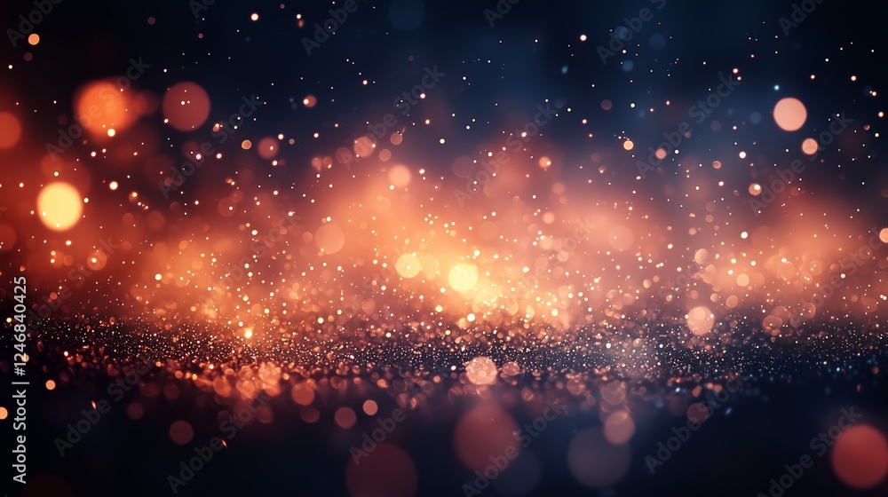 Poster sparkling bokeh background with warm color highlights