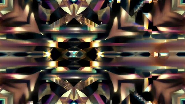 mesmerizing geometric kaleidoscope pattern with interwoven metallic textures