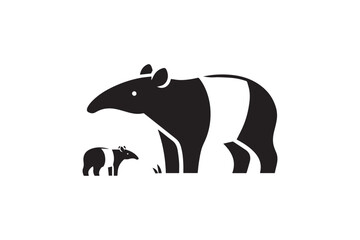 Fototapeta premium tapir black color vector silhouette illustration isolated in white background