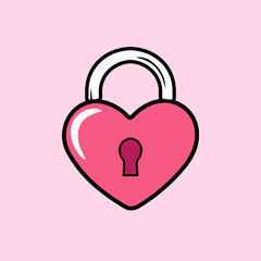 Valentine's day love lock object. Vector cute couple of padlock heart icon illustration couple character icon concept vector illustration design.