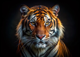 Fototapeta premium Majestic Bengal Tiger Portrait in Low Light, Wild Animal Photography