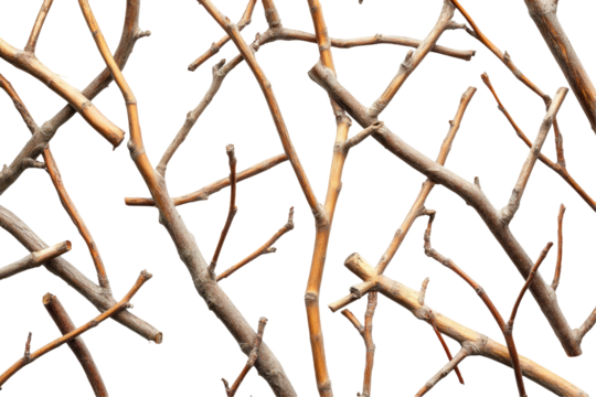 Textured Arrangement Of Branches On A Transparent Backgrounds of