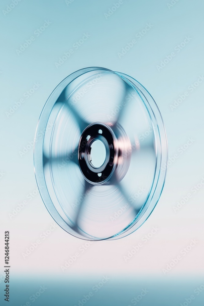 Aufkleber macro shot of film reel unspooling captured under diffused lighting with soft gradient background