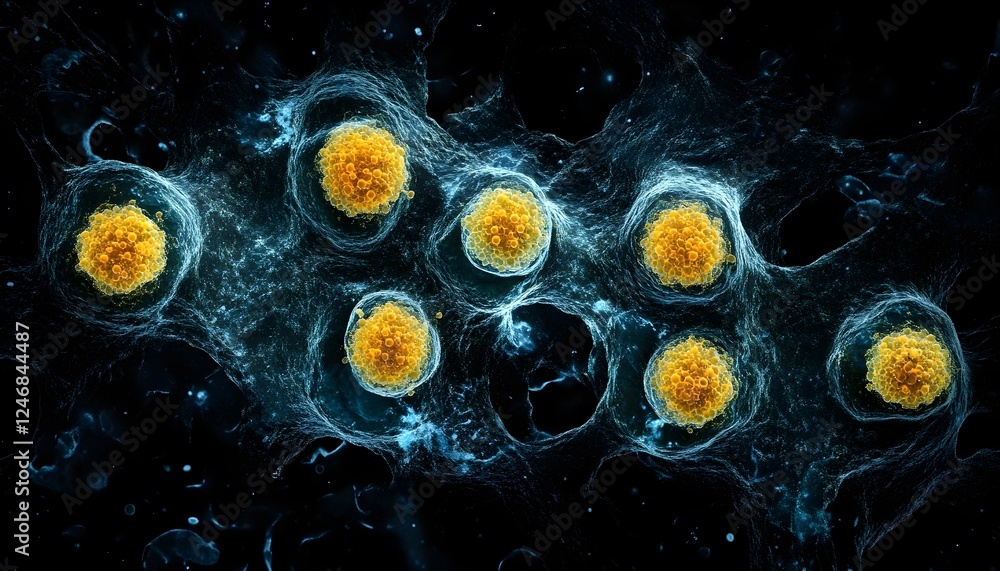 Poster microscopic view of cells in complex network
