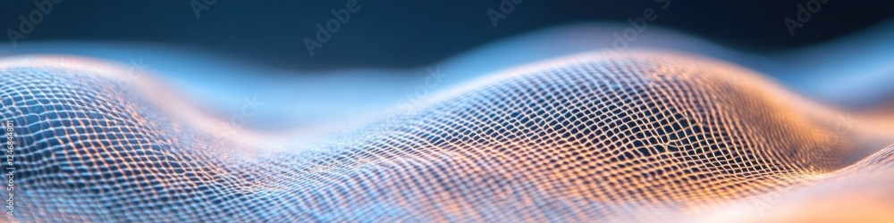 Poster macro shot of interwoven threads in jacquard fabric showing intricate patterns illuminated by natura