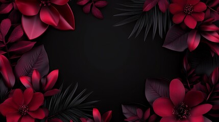 Dark red floral frame, black background