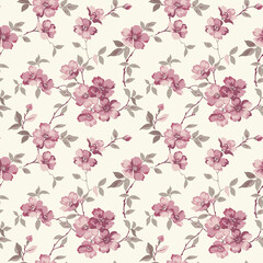 Beautiful seamless floral pattern with watercolor summer flowers
