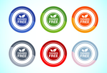 Paraben free icon design illustration, suitable for product label, 6 color button design set
