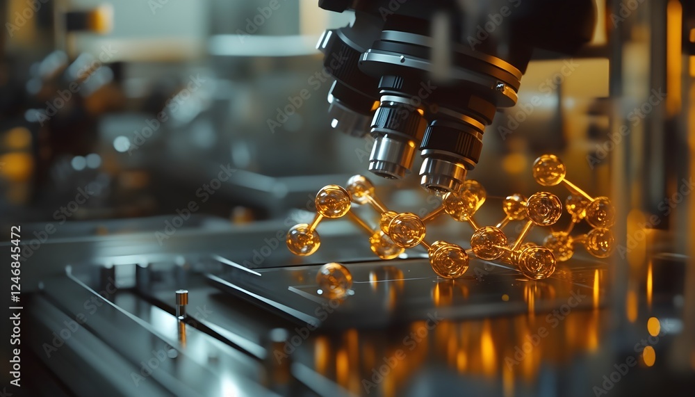 Poster microscopic molecular structure research in science lab