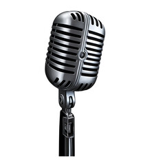 Fototapeta premium Vintage Retro Microphone with Classic Design – Isolated on White Background