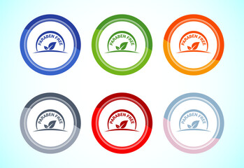 Paraben free icon design illustration, suitable for product label, 6 color button design set