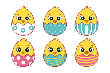 A Bundle of Cute Hatching chick vector cartoon illustration Easter day © Shahin reza