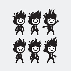 Set Kid Minimalist and silhouette Vector illustration
