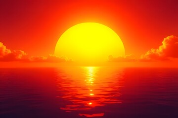 Serene Sunset Scene Over the Ocean with Cloud Silhouettes