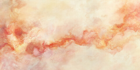 Obraz premium A peach fuzz abstract background with a soft watercolor texture, where the peach tones blend in delicate layers with hints of pastel pinks and oranges.