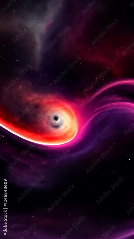 Poster A colorful space background with a red line that stands out. The background is a mix of purple and red, creating a vibrant and eye-catching scene