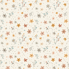 Beautiful seamless floral pattern with watercolor summer flowers