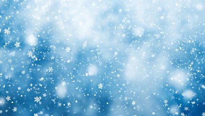 Fototapeta premium Falling Snowflakes on a Blue Background Creating a Winter Wonderland Scene with a Magical and Dreamy Atmosphere