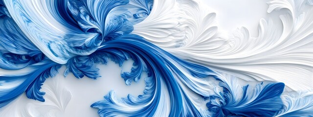 Fototapeta premium A close-up of swirling blue and white color 