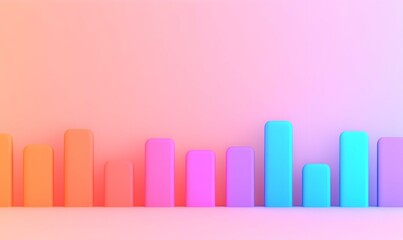 Fototapeta premium Colorful Abstract Bar Chart with Soft Gradient Background