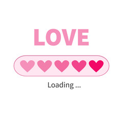 Love loading Progress status bar icon. Pink heart set. Happy Valentines day greeting card. Web design app download timer. Flat design. White background. Isolated. Vector illustration