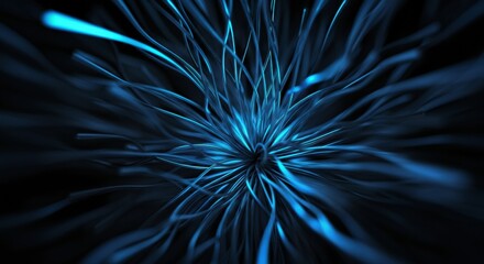Abstract blue strands creating a dynamic and energetic visual effect