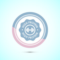 High protein icon, High protein label design for packaging, Nutrition healthy eating badge, Pastel color button design