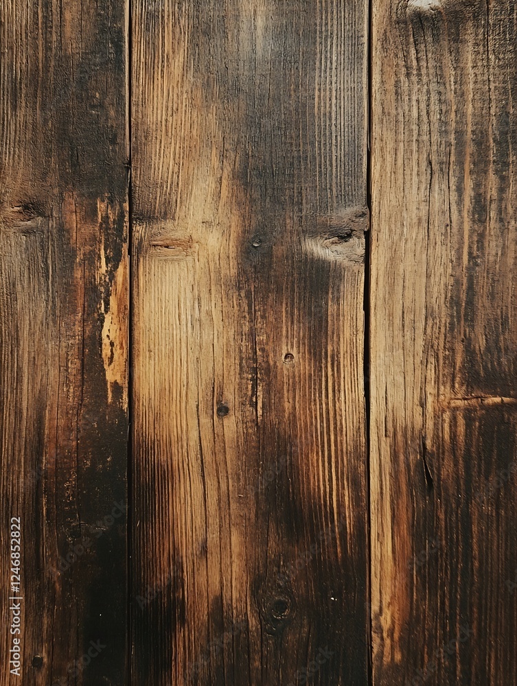 Aufkleber rustic wooden planks with natural grain and weathered texture : generative ai