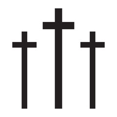 Set of Simple Black and White Christian Crosses