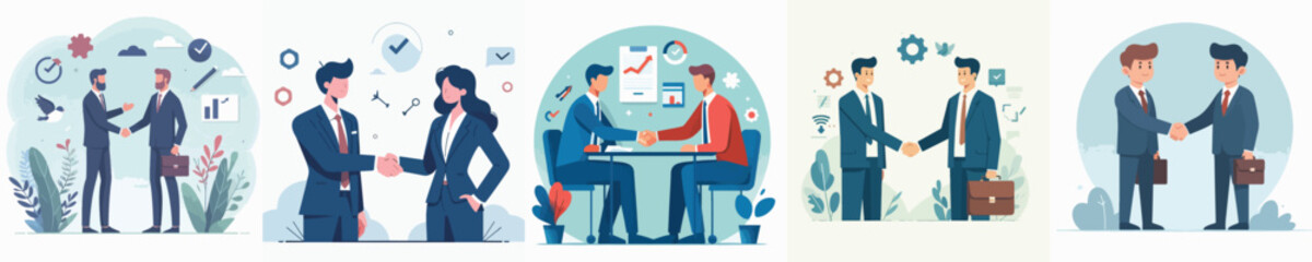 vector set of businessmen shaking hands