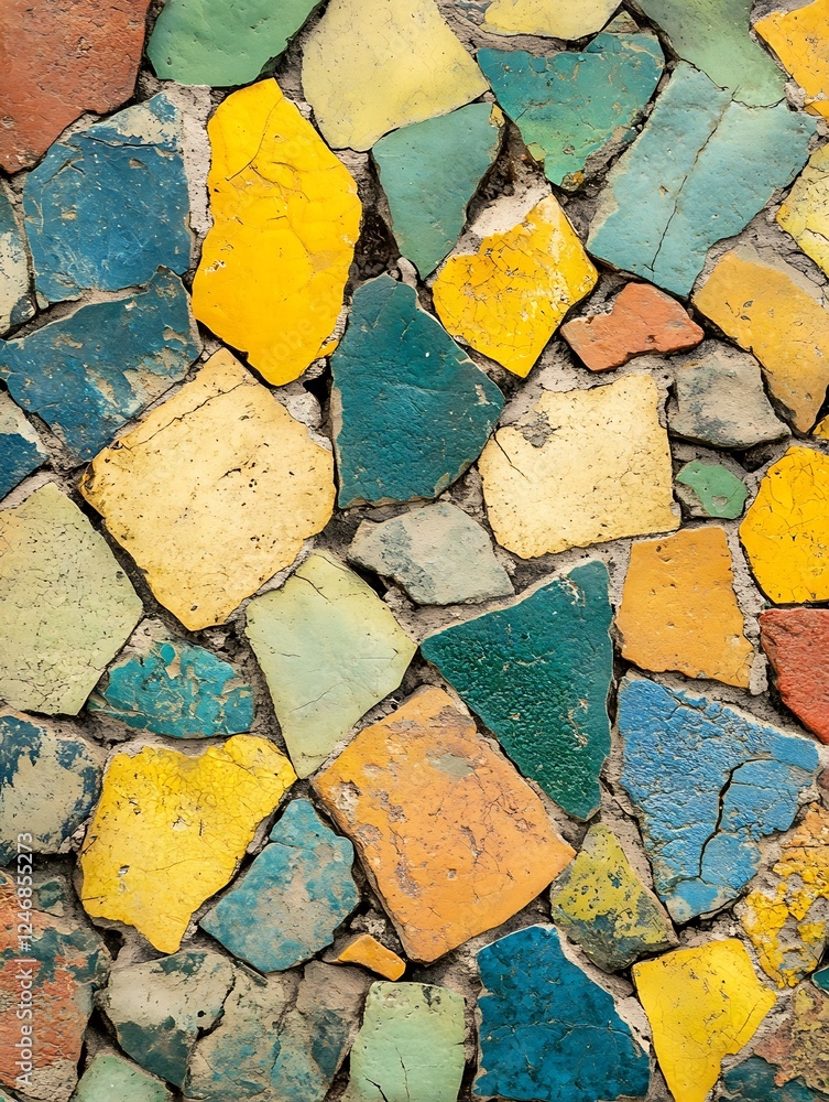 Poster colorful mosaic tiles pattern on a wall for vibrant and artistic decor : generative ai
