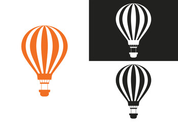 Black and White Hot Air Balloon vector illustration