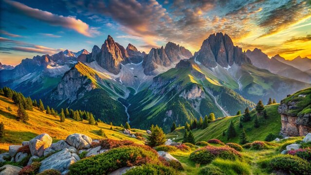 Majestic Mountain Landscape: Berge 2 Panoramic View with Crisp Detail