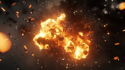 Dynamic explosive flames GIF animation with fire explosion effects in dark background