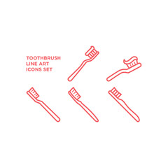 Toothbrush icons set. Oral care, mouth hygiene symbol. Fresh breath sign illustration.