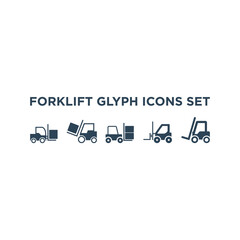 Forklift flat icons set symbol for web design or mobile app. Forklift signs for design logo, visit card, pictogram illustration.