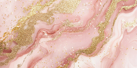Fototapeta premium A gorgeous blush pink and gold glitter combination, with soft, shimmering specks that add a refined, elegant touch. Perfect for wedding invitations, luxury event branding, or chic fashion campaigns.