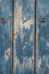 Weathered blue wooden door with peeling paint showcasing rustic charm and historical elegance in detailed textures : Generative AI
