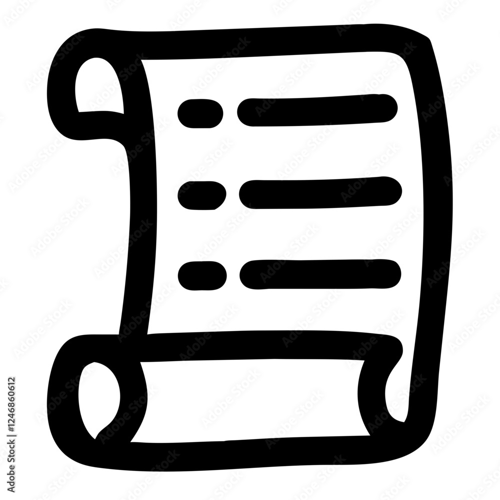 Aufkleber scroll list icon in black for organization and task management representation