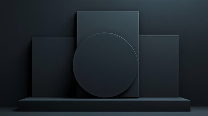 Dark shapes, platform, studio. Product display