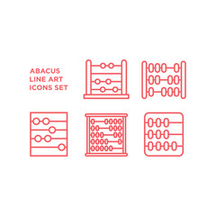 School abacus icons set, education and math vector design illustration.