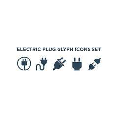 Electric plug cable wire icons set flat vector template design trendy