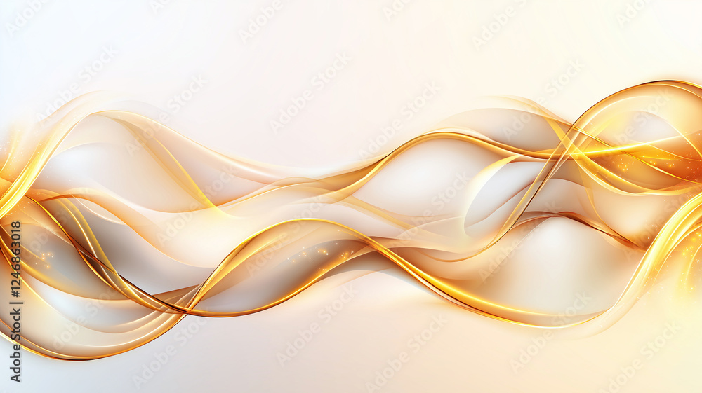 Poster elegant abstract background featuring flowing golden waves with soft gradient. design evokes sense o