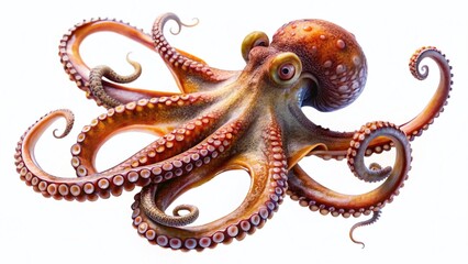 Obraz premium Majestic Sea Octopus: Isolated Whole Body on White Background - Stock Photo