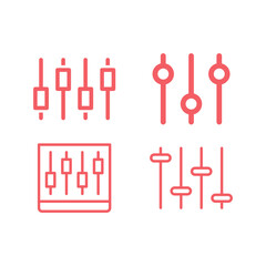 Filter icons set, Audio Mixer symbol design trendy illustration.