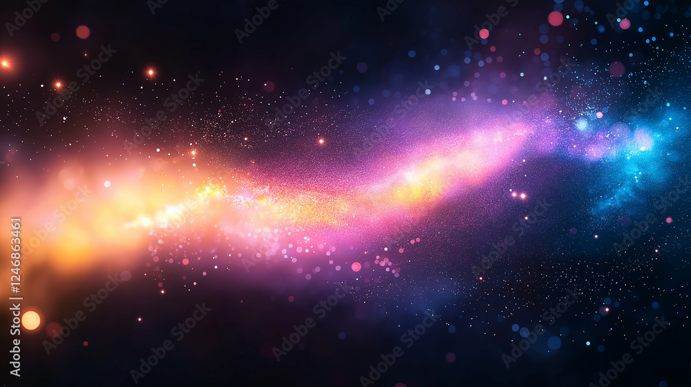 Aufkleber colorful abstract background with glowing particles and cosmic elements, creating vibrant and dreamy