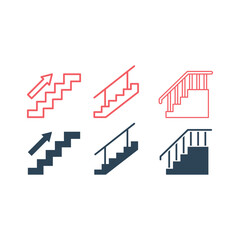 Fototapeta premium Stairway icons set direction infomation illustration symbols sign navigation staircase vector