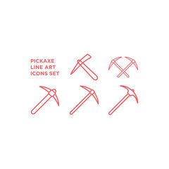 Mining pickaxe, vector icons set. Mining cryptocurrency symbol illustration.