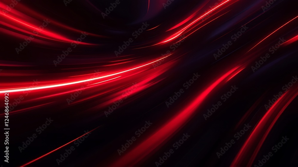 Aufkleber red speed light horizontal straight line on black background. realistic vector illustration of abstr