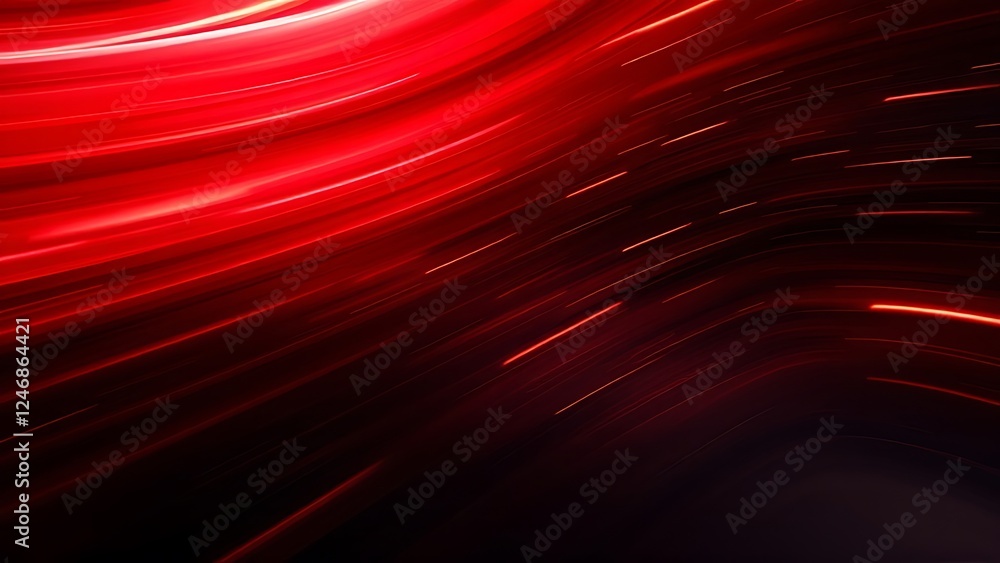 Poster red speed light horizontal straight line on black background. realistic vector illustration of abstr